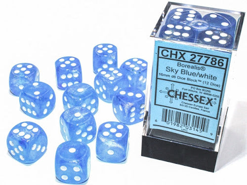 Luminary™ – 16mm d6 Sky w/silver Dice Block