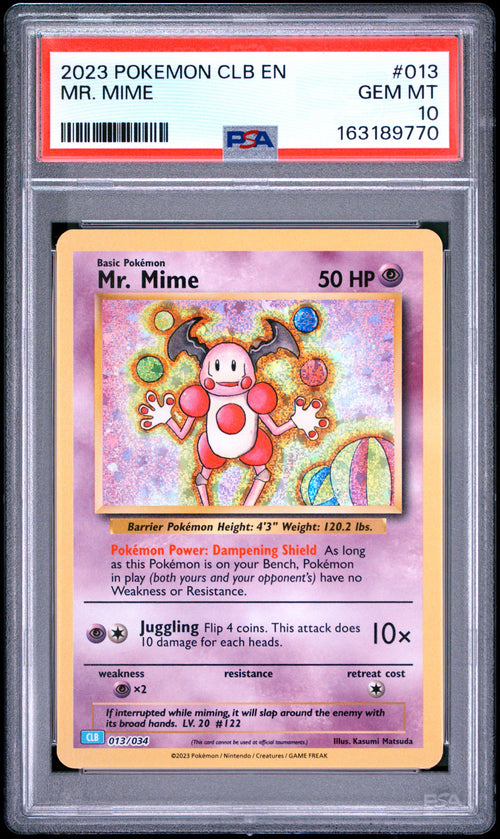 Mr. Mime #013 Pokemon Clb-trading Card Game Classic Blastoise & Suicune EX Deck 2023 PSA 10