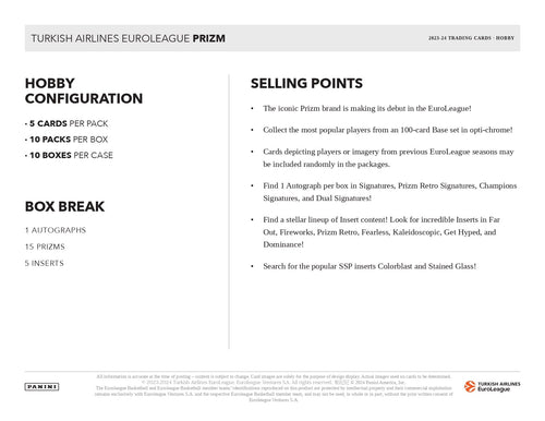 Panini Prizm EuroLeague Basketball 2023/24 - Hobby Box