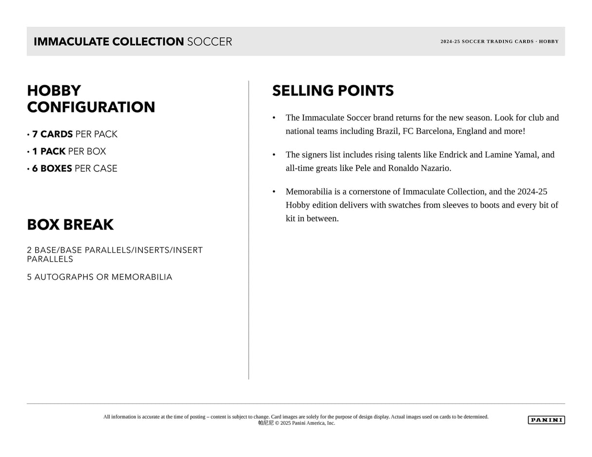 Panini Immaculate Soccer 2024/25 - Hobby Box