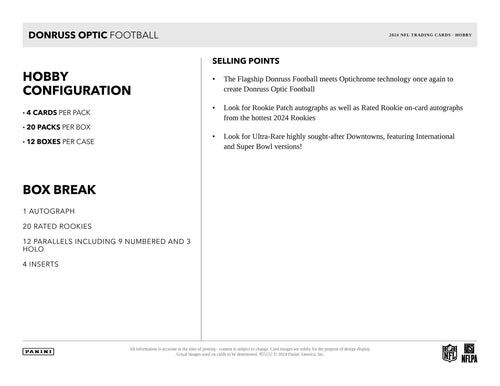 Panini Donruss Optic NFL Football 2024 - Hobby Box