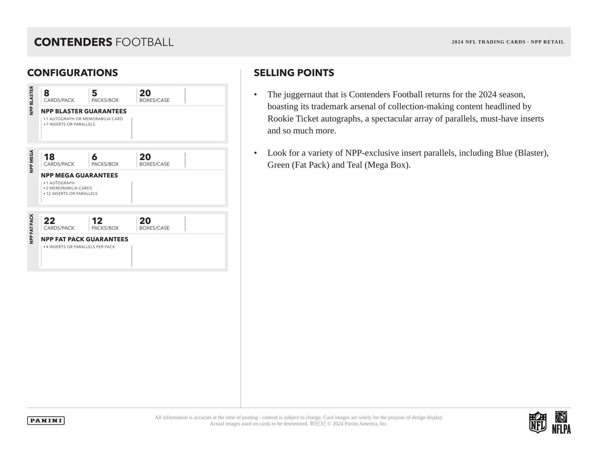 Panini Contenders NFL Football 2024 - Mega Box
