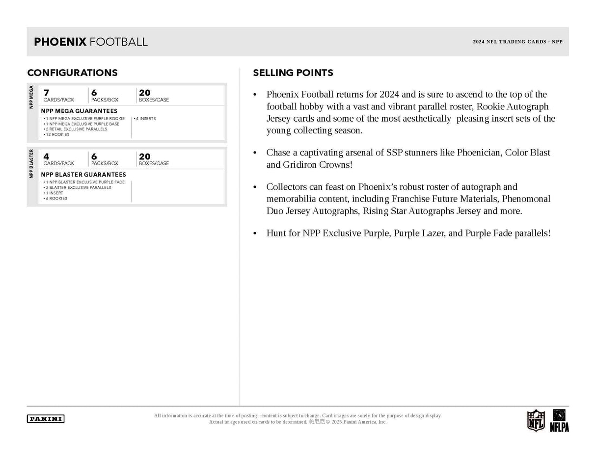 Panini Phoenix NFL Football 2024 - Blaster Box
