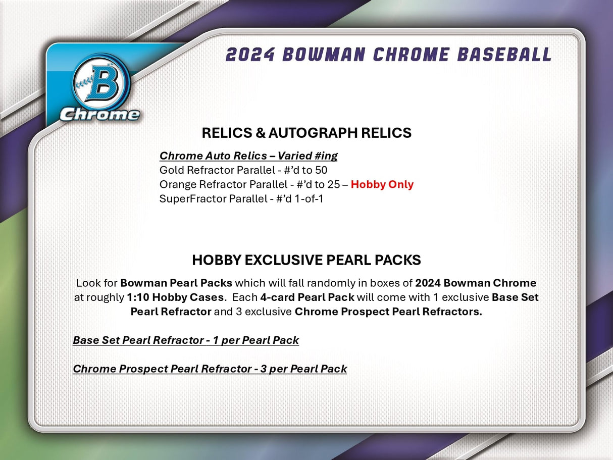 Topps Bowman Chrome Baseball 2024 - Hobby Box