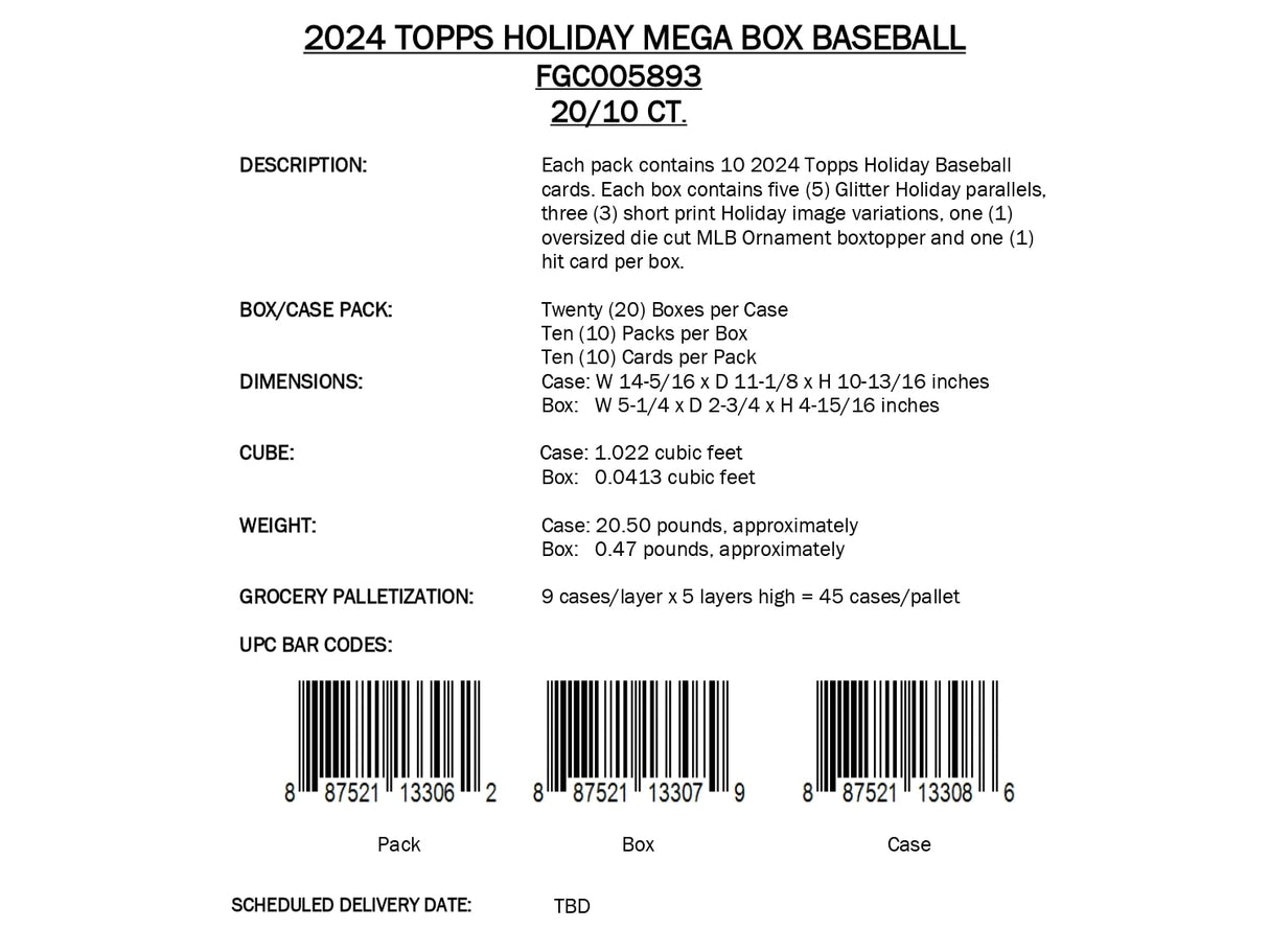 Topps Holiday Baseball 2024 - Mega Box