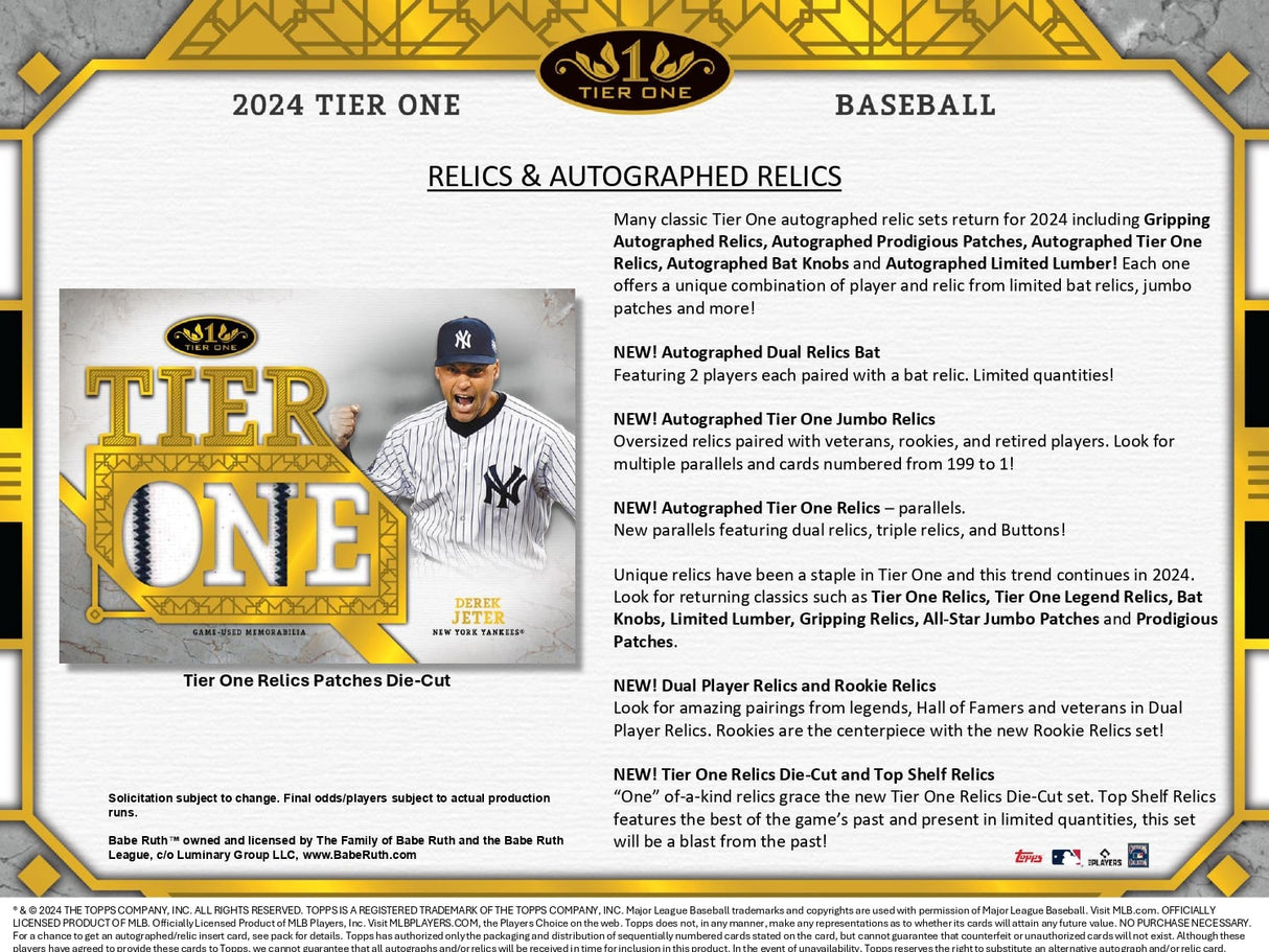 Topps Tier One Baseball 2024 - Hobby Box