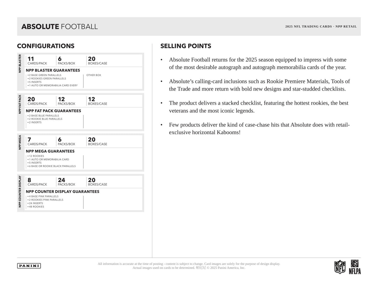 Panini Absolute Football 2025 - Mega Box