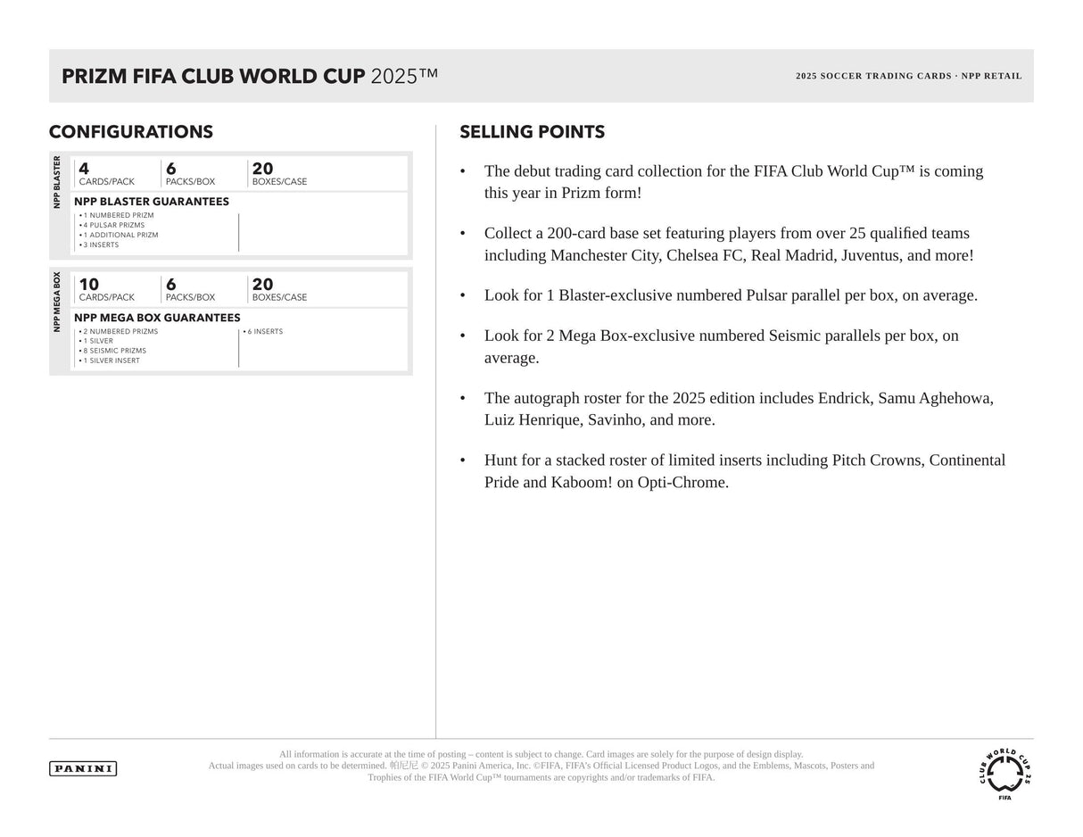 Panini Prizm Club World Cup 2025 - Mega Box