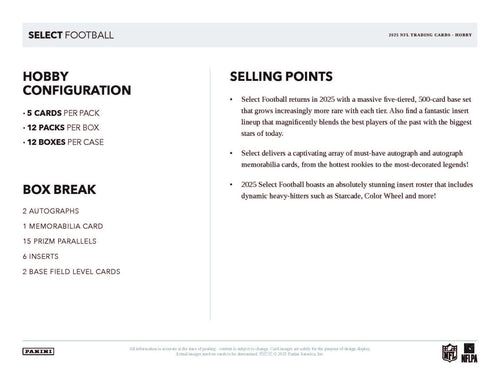 Panini Select Football 2025 - Hobby Box