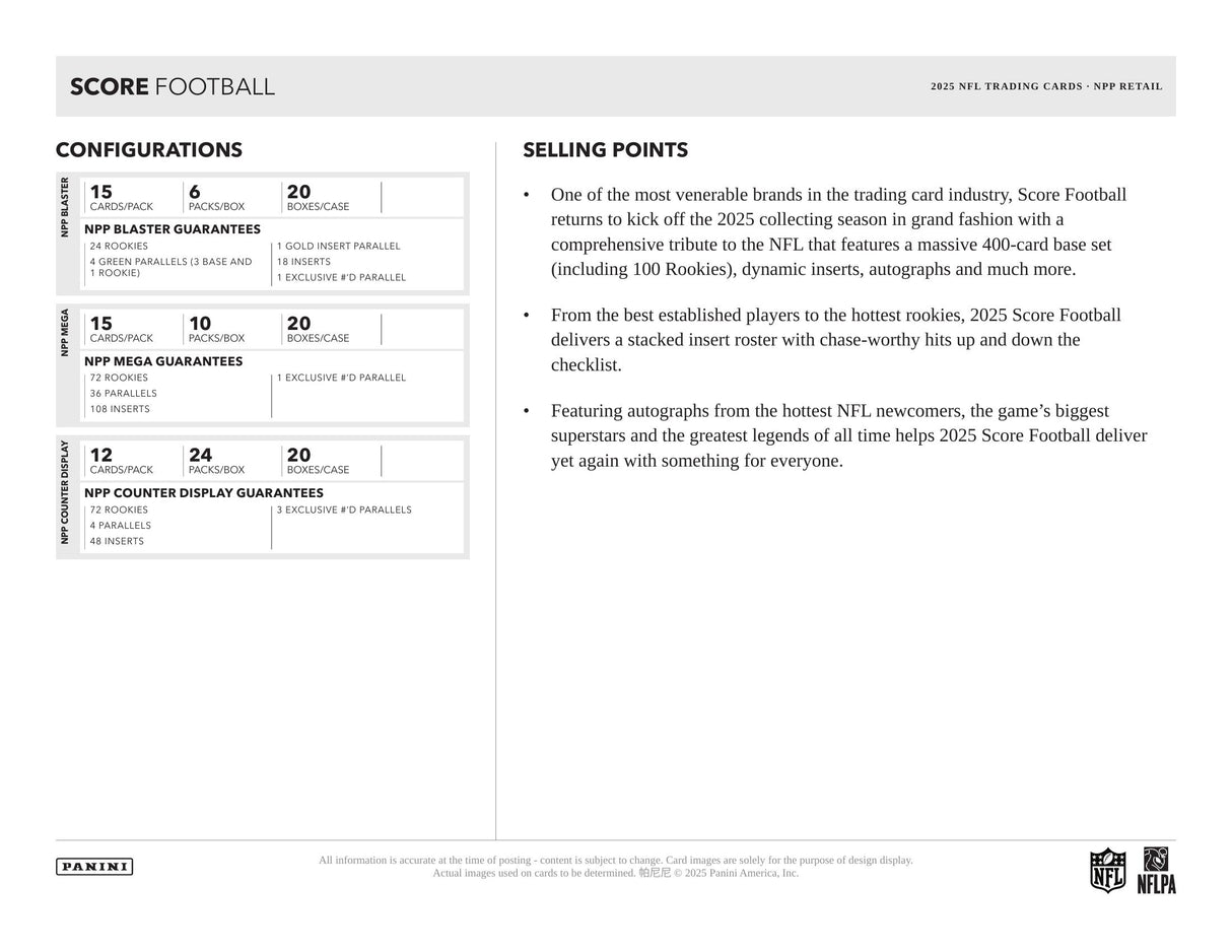Panini Score Football 2025 - Mega Box