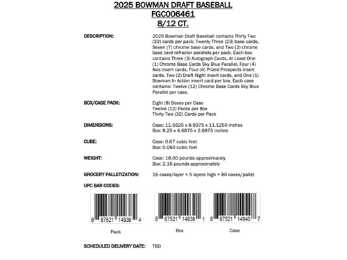Topps Bowman Draft Baseball 2025 - Hobby Box
