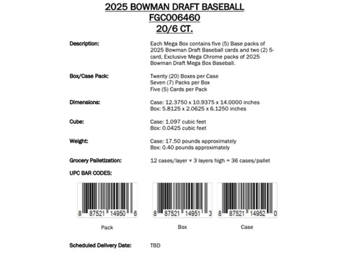Topps Bowman Draft Baseball 2025 - Mega Box
