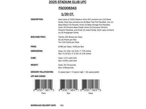 Topps Stadium Club UFC 2025 - Mega Box