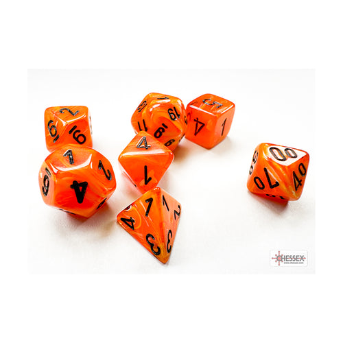 Vortex™ – Mini-Polyhedral Orange w/black 7-Die Set