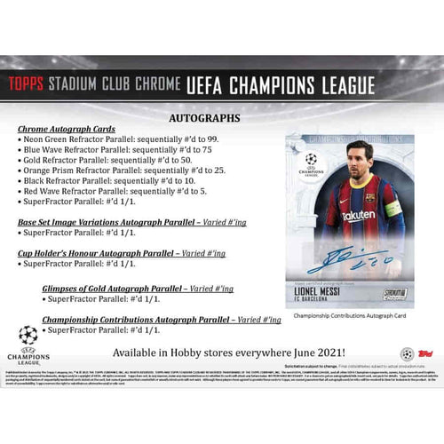 Topps Chrome Stadium Club UEFA CL 2020/21 - Hobby Box