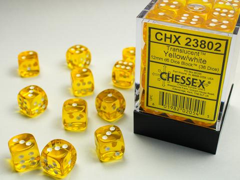 Translucent – 12mm d6 Yellow w/white Dice Block™