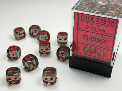 Translucent – 12mm d6 Smoke w/red Dice Block™