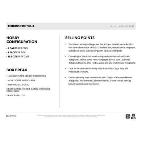 Panini Origins Football NFL 2023 - Hobby Box