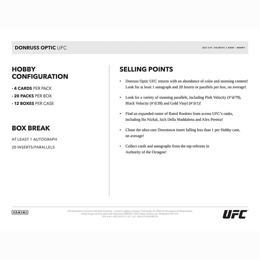 MMA Panini Donruss Optic UFC 2023 - Hobby Box