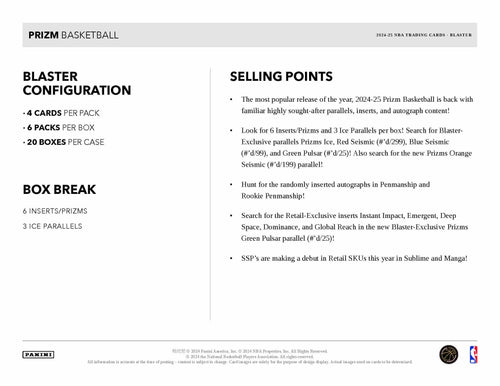 Panini Prizm NBA Basketball 2024/25 - Blaster Box