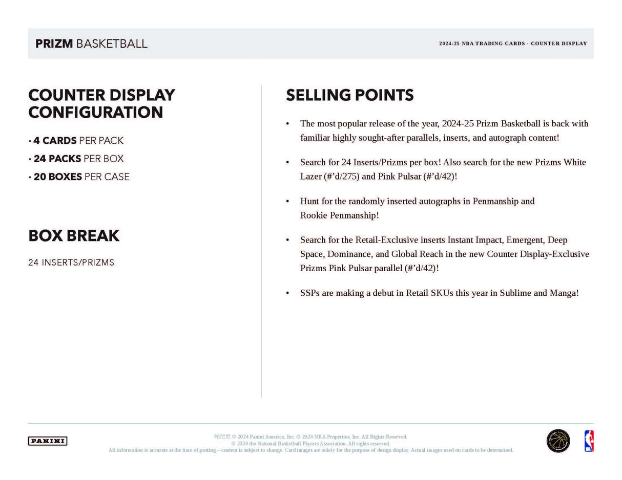 Panini Prizm NBA Basketball 2024/25 - Retail Box