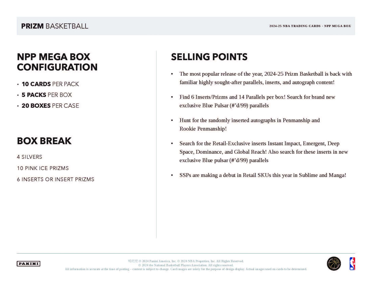 Panini Prizm NBA Basketball 2024/25 - Mega Box