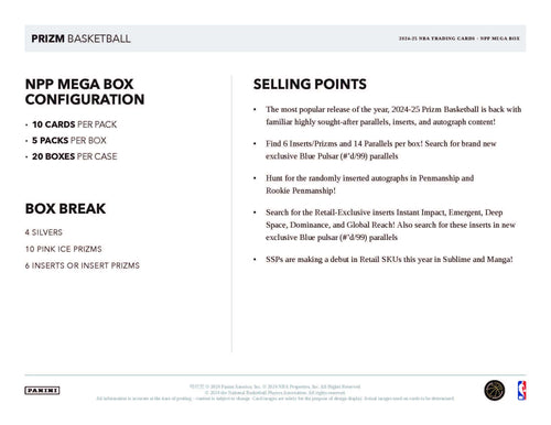 Panini Prizm NBA Basketball 2024/25 - Mega Box