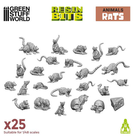 Green Stuff World: 3D Printed Set - Animals - Small Rats