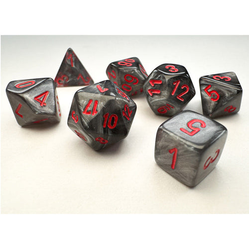 Velvet™ – Mini-Polyhedral Black w/red 7-Die Set