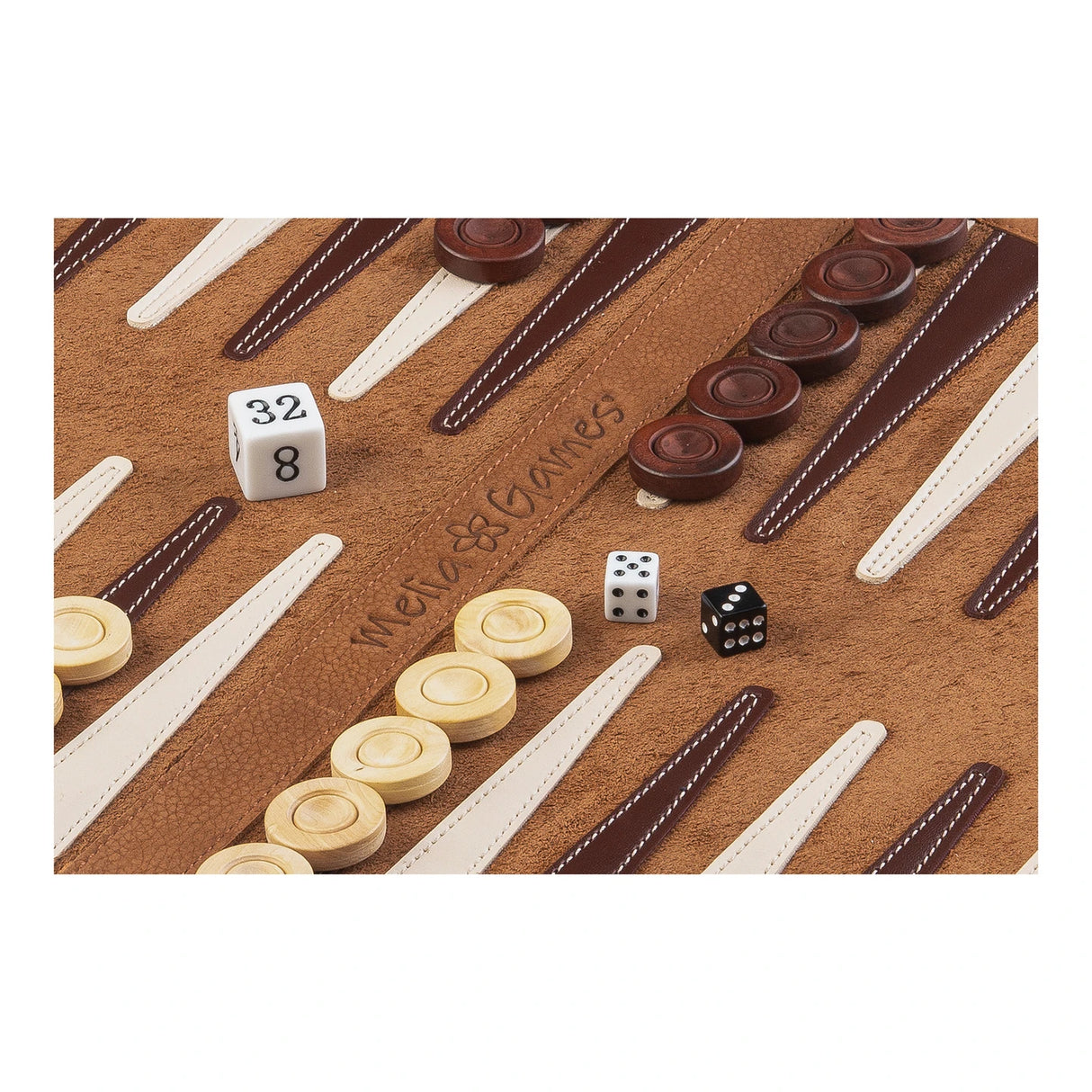 Melia Games Leather Rollup Backgammon - Whiskey