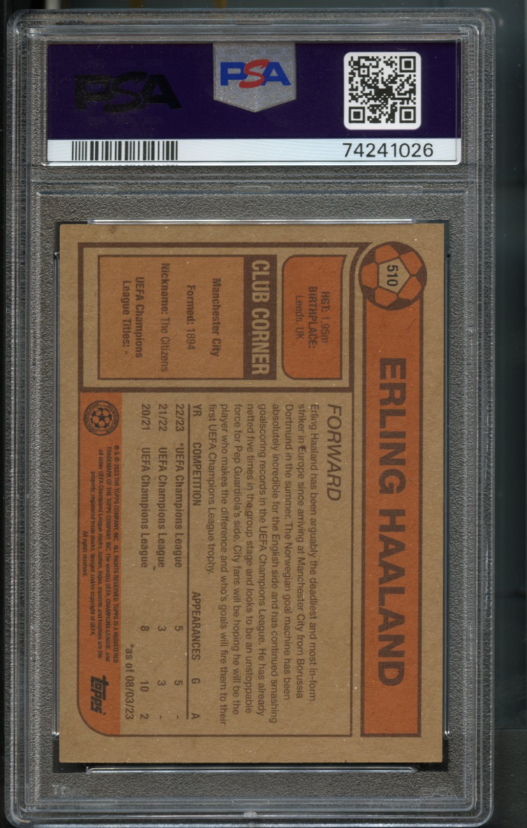 Erling Haaland #510 PSA 10 [2023 Topps Living Legend UCL]