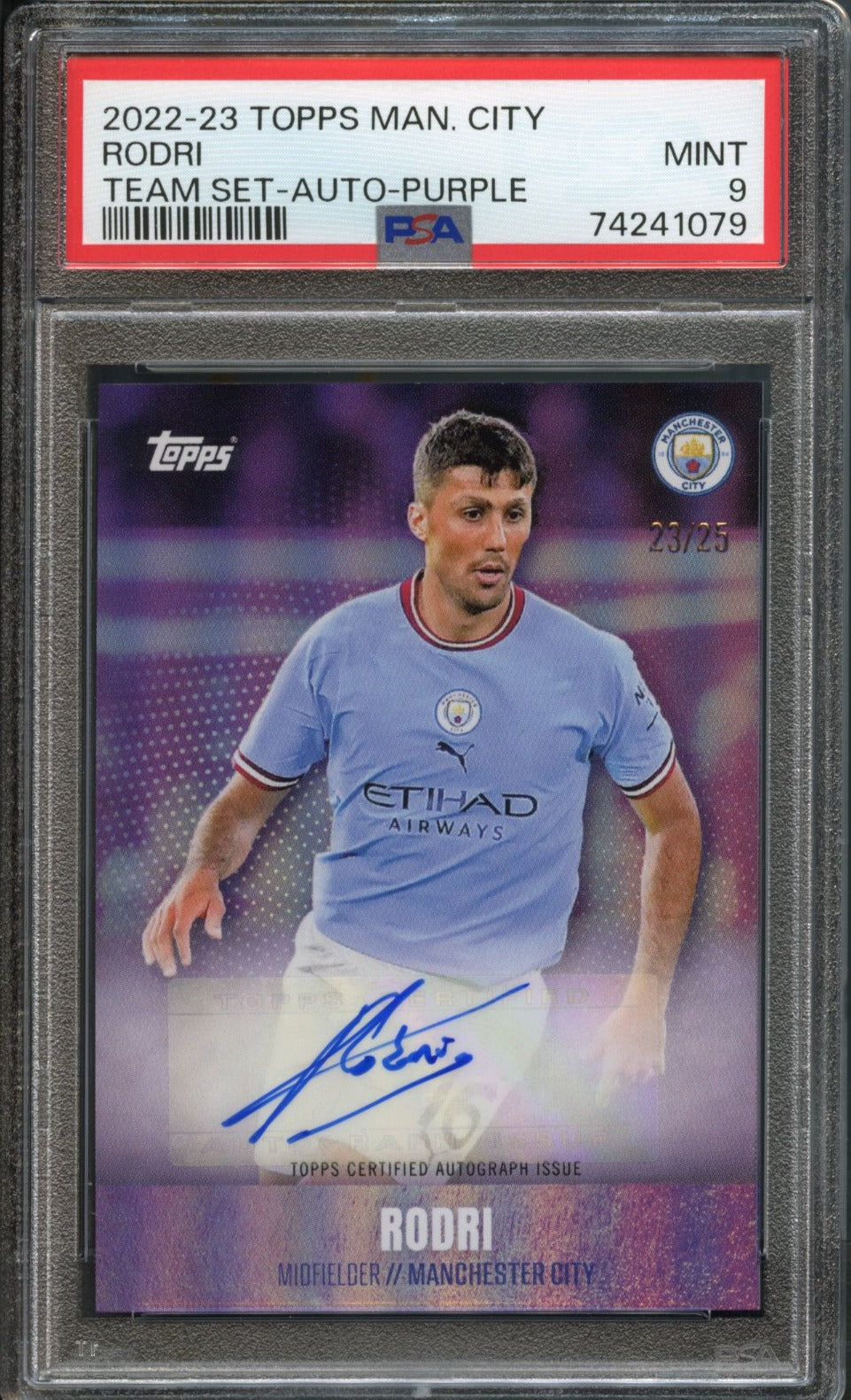 Rodri 23/25 Autograph PSA 9 [2022-23 Topps Manchester City Team Set]