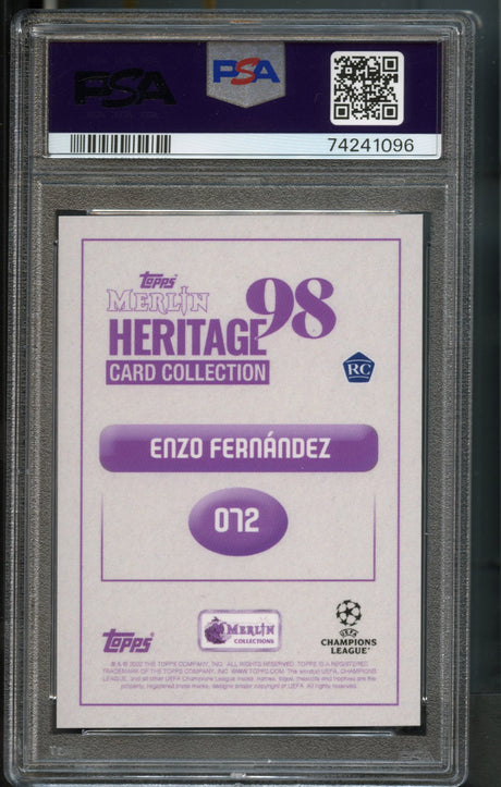 Enzo Fernandez #72 Rookie PSA 10 [2022-23 Topps Merlin Hertiage 98]