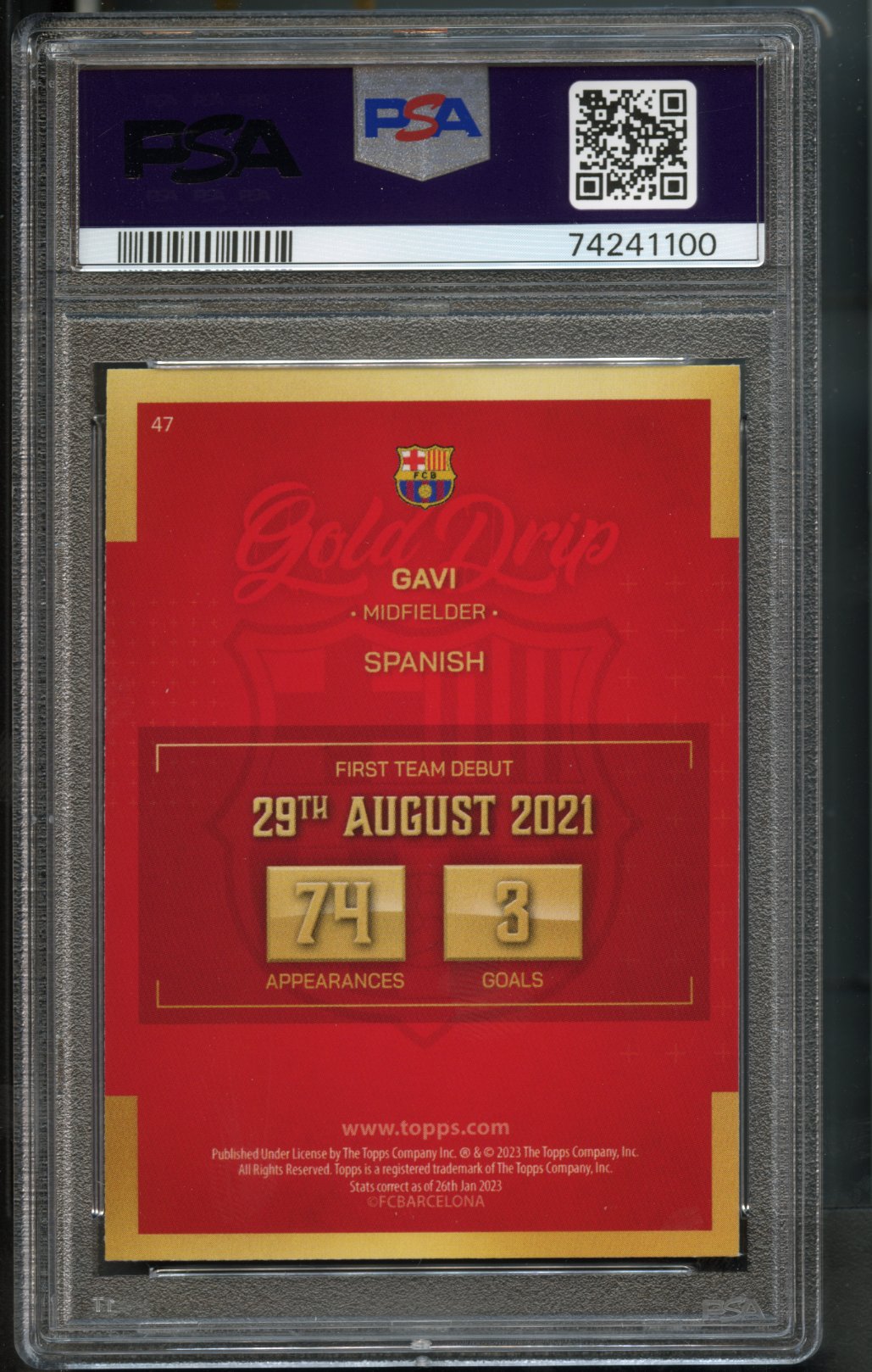 Gavi #47 Gold Drip PSA 10 [2022-23 Topps FC Barcelona Team Set]