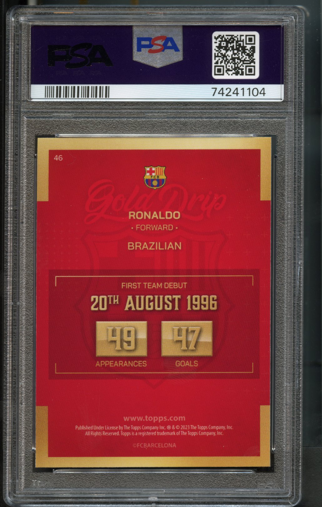 Ronaldo #46 Gold Drip PSA 10 [2022-23 Topps FC Barcelona Team Set]