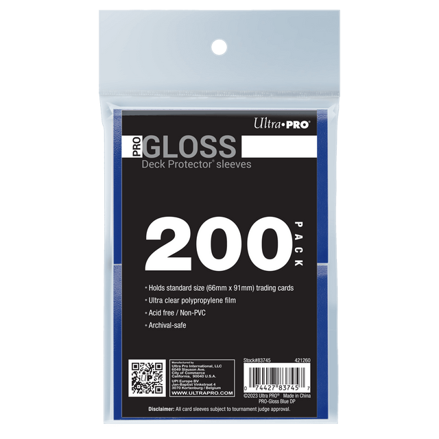 Ultra PRO PRO-Gloss Standard Deck Protector Sleeves Bundle - Blue (200)