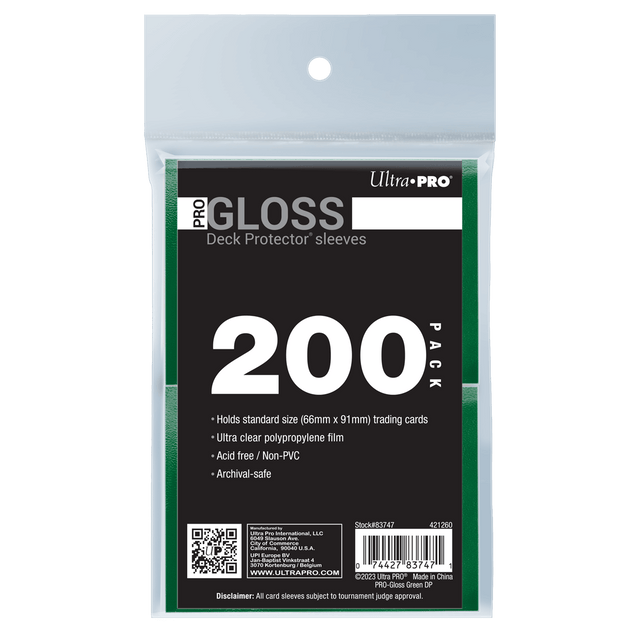 Ultra PRO PRO-Gloss Standard Deck Protector Sleeves Bundle - Green (200)