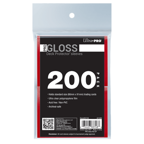 Ultra PRO PRO-Gloss Standard Deck Protector Sleeves Bundle - Red (200)