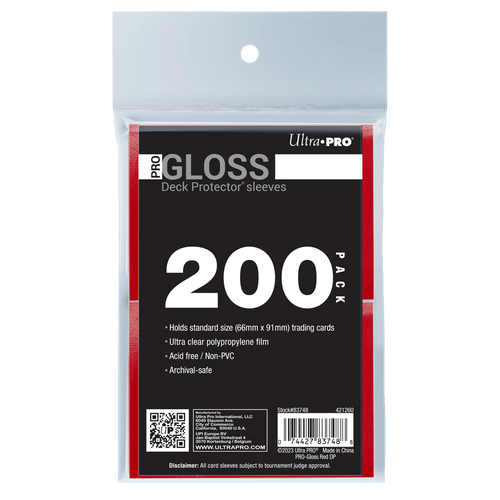 Ultra PRO PRO-Gloss Standard Deck Protector Sleeves Bundle - Red (200)