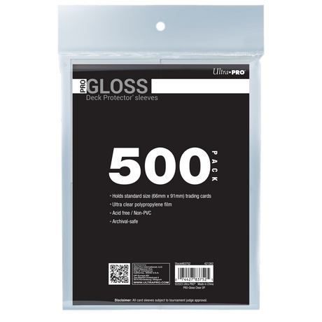 Ultra PRO PRO-Gloss Standard Deck Protector Sleeves Bundle - Clear (500)