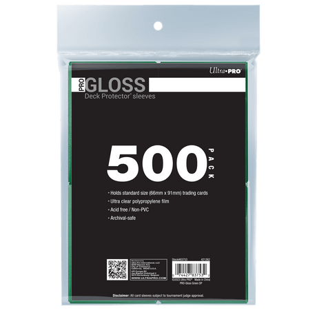Ultra PRO PRO-Gloss Standard Deck Protector Sleeves Bundle - Green (500)