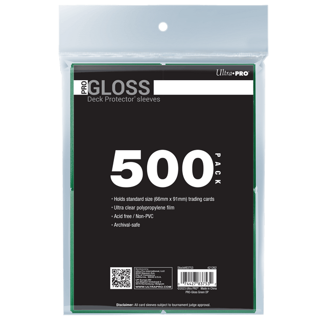 Ultra PRO PRO-Gloss Standard Deck Protector Sleeves Bundle - Green (500)