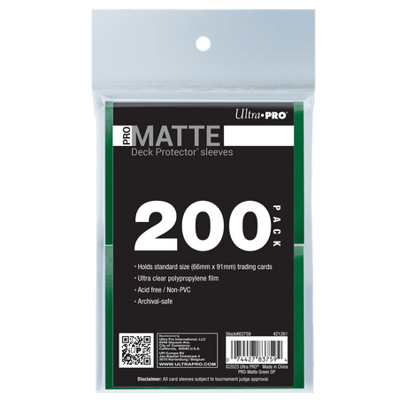 Ultra PRO PRO-Matte Standard Deck Protector Sleeves Bundle - Green (200)