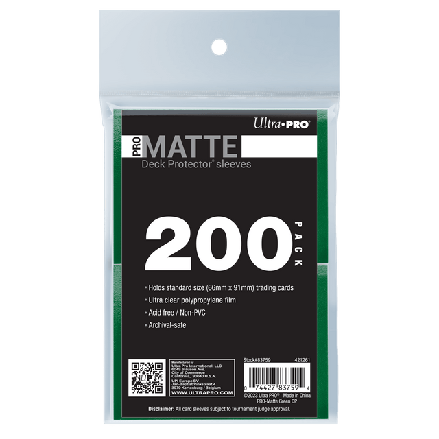 Ultra PRO PRO-Matte Standard Deck Protector Sleeves Bundle - Green (200)