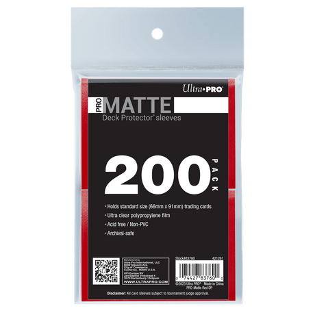 Ultra PRO PRO-Matte Standard Deck Protector Sleeves Bundle - Red (200)