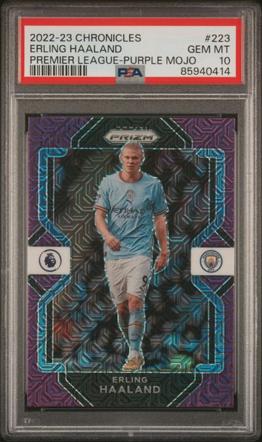 Erling Haaland #223 Purple Mojo PSA 10 [2022/23 Panini Chronicles]
