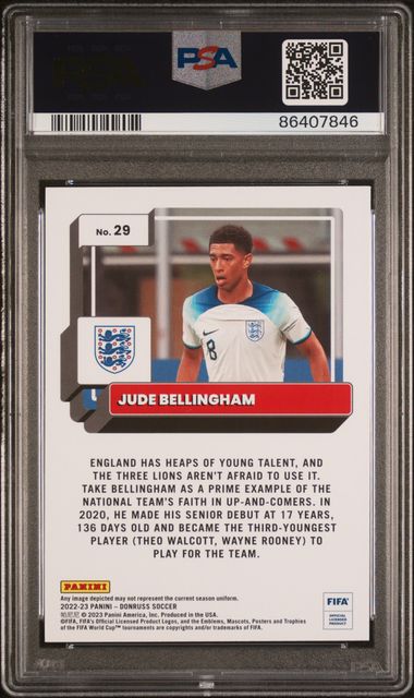 Jude Bellingham #29 Green PSA 10 [2022-23 Panini Donruss Fifa]