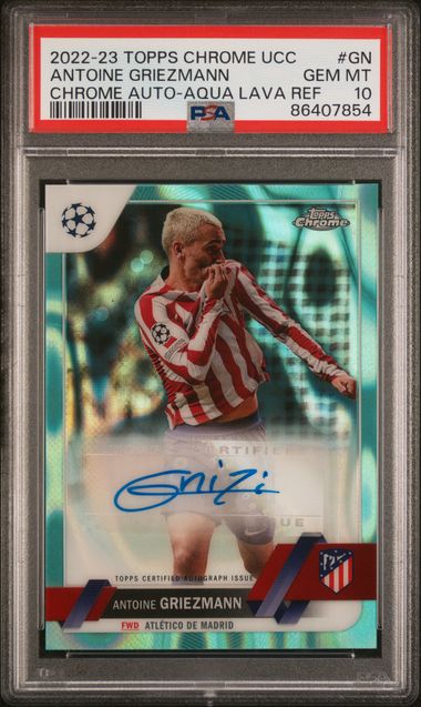 Antoine Griezmann #GN Chrome Autograph Aqua Lava Refractor PSA 10 [2022-23 Topps Chrome Uefa]