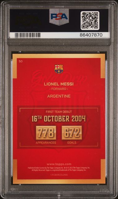 Lionel Messi #50 Icy Foil PSA 10 [2022-23 Topps FC Barcelona Team Set]