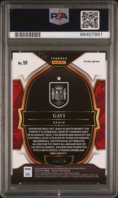 Gavi #59 Zebra PSA 8 [2022-23 Panini Select Fifa]